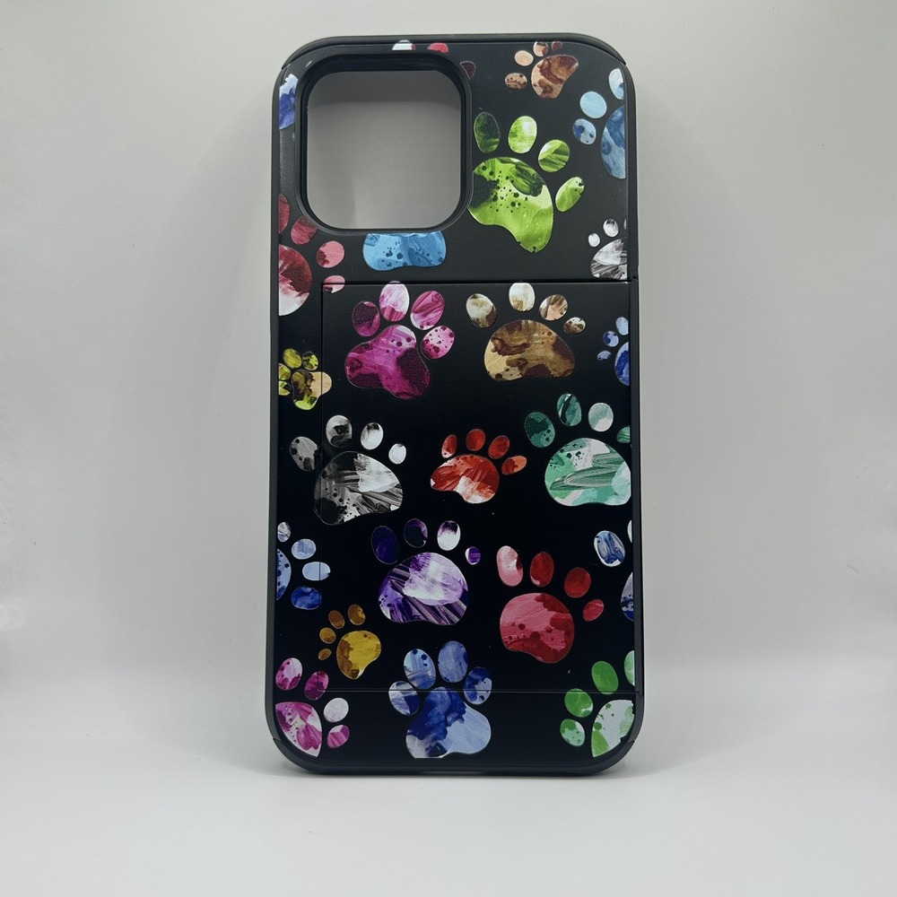Rainbow Dog Paws Black Case with Card Slot IPhone 14 Pro Max‎